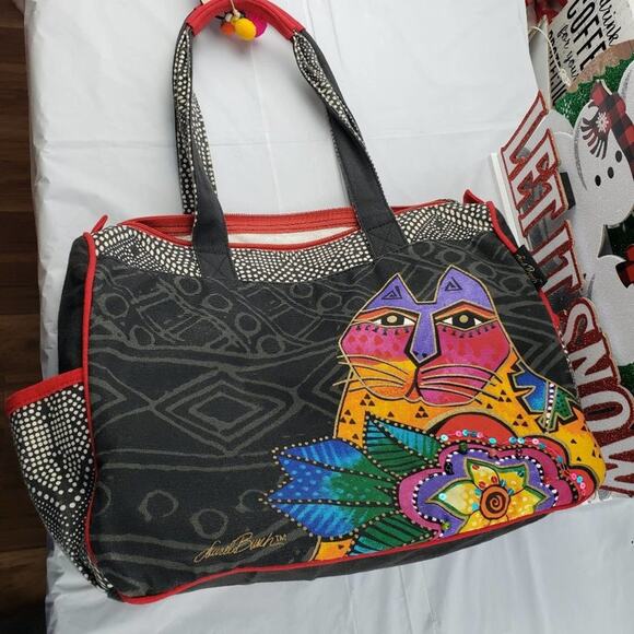 Laurel Burch Brights Mara Cat Medium Tote w/side pockets - Picture 6 of 16